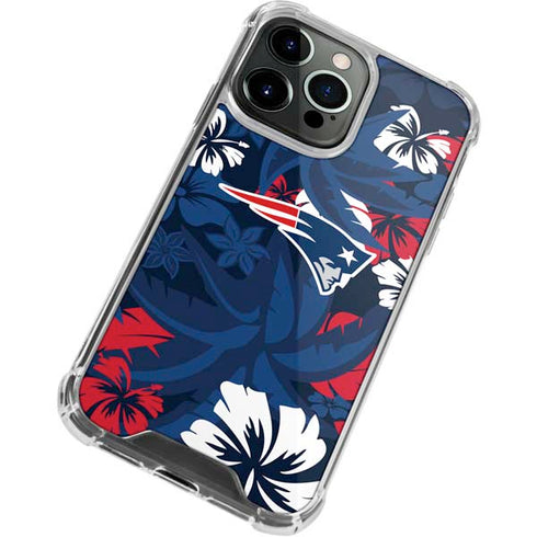 NFL New England Patriots Tropical Print iPhone 15 Pro Clear Case